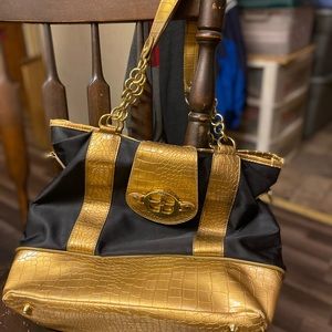 IMAN Large Black & Gold Purse